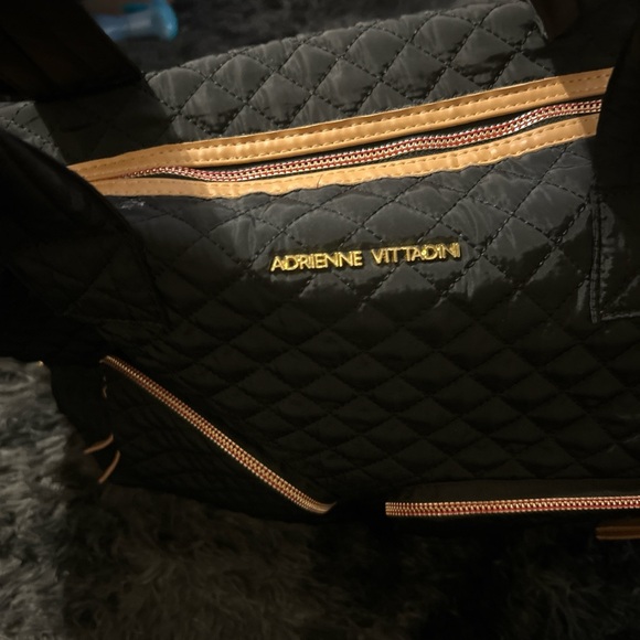 Adrienne Vittadini Handbags - Adrienne Vittadini Black and Gold Quilted Tote